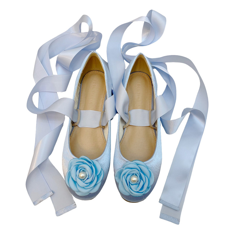 Ballerine Donna Feversole In Raso Punta Tonda Con Fiocco, Memory Foam E Tacco Basso, Colori Pastello