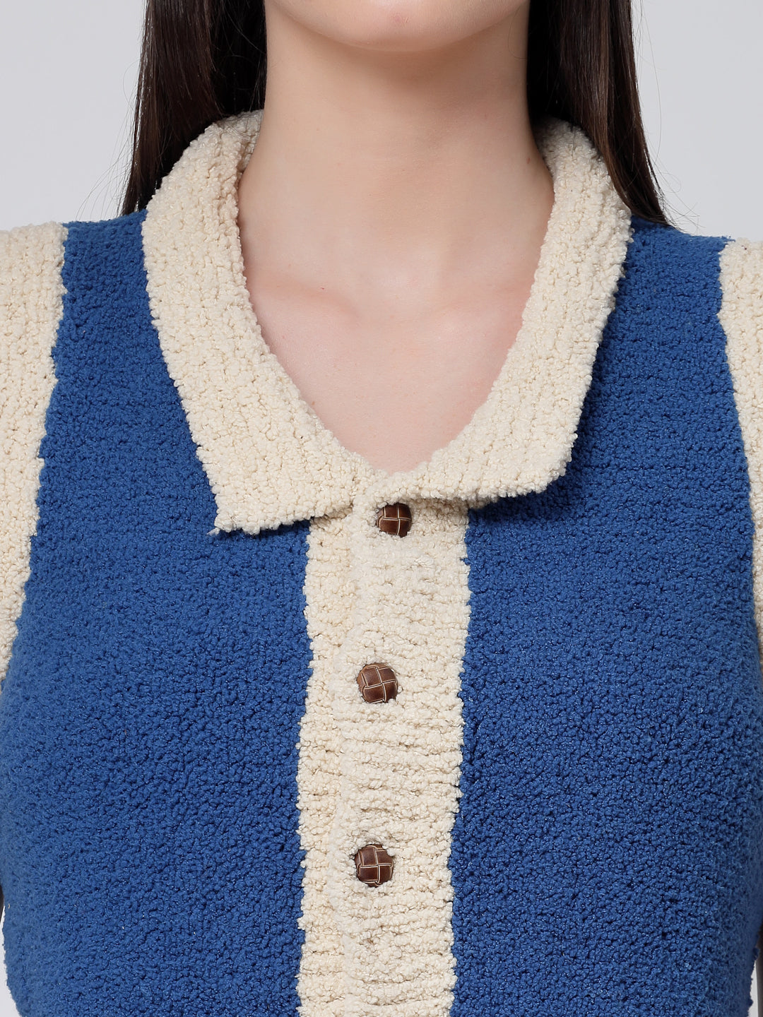 Front Open Faux Fur Sweater Vest