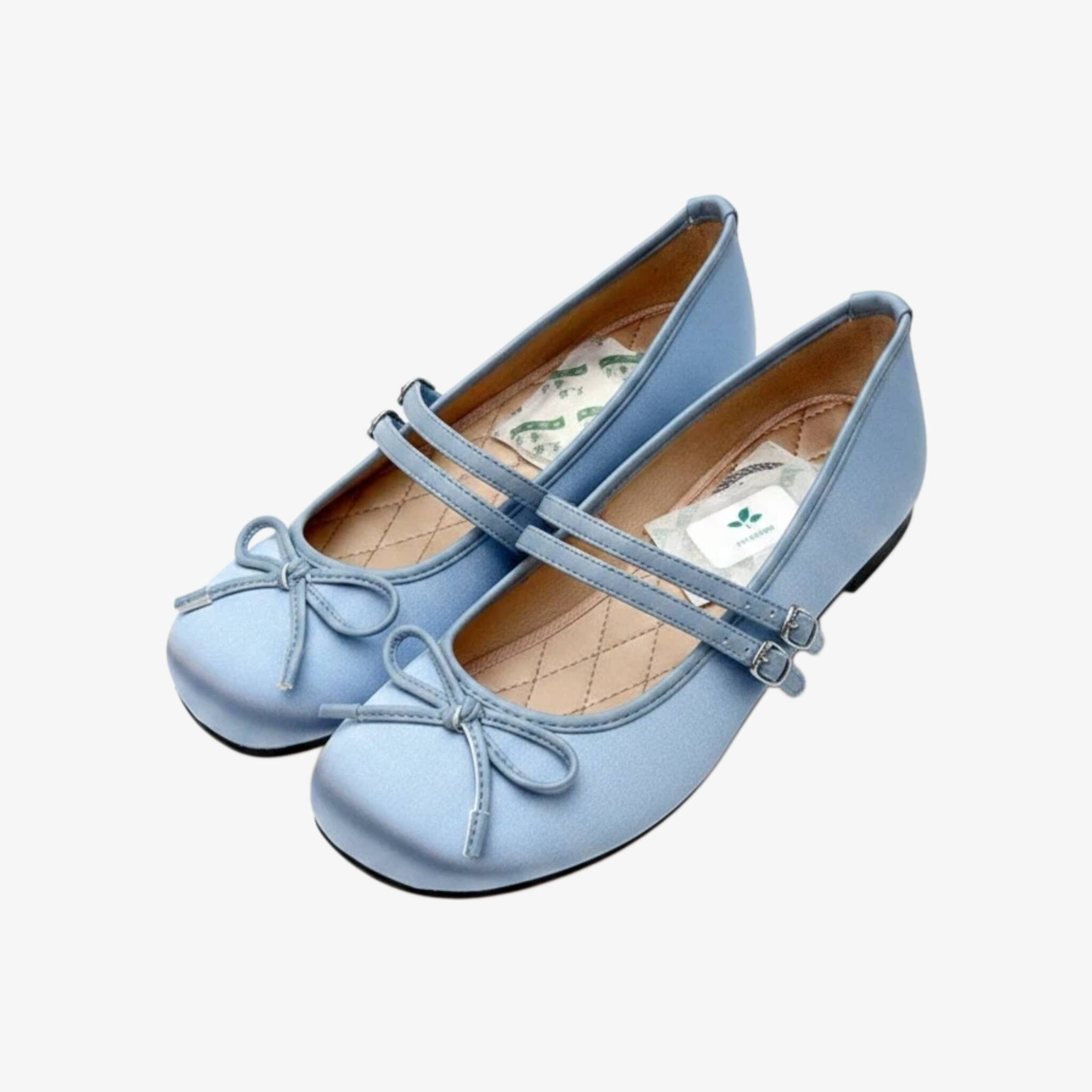 Dainty Bow Square Toe Satin Double Strap Mary Jane Shoes Stylish
